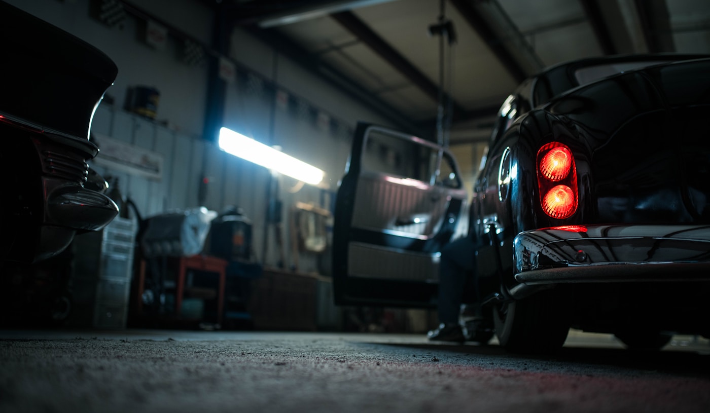 Technician working carefully on a vehicle